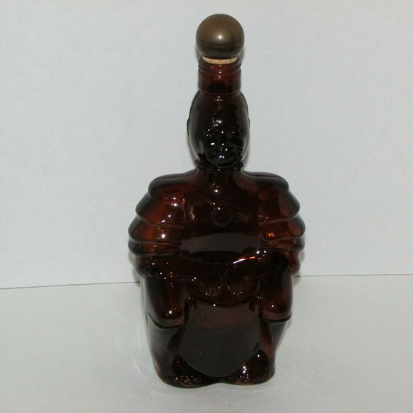 Vintage Brown Glass Liquor Bottle Limbo Drummer Home Bar Decor - Picture 3 of 11